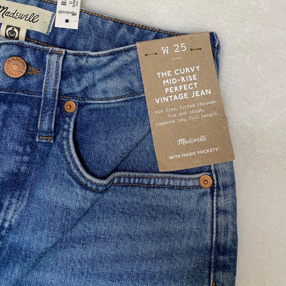 NWT! Madewell The Curvy Mid-Rise Perfect Vintage Jean Size 25 - Picture 9 of 13